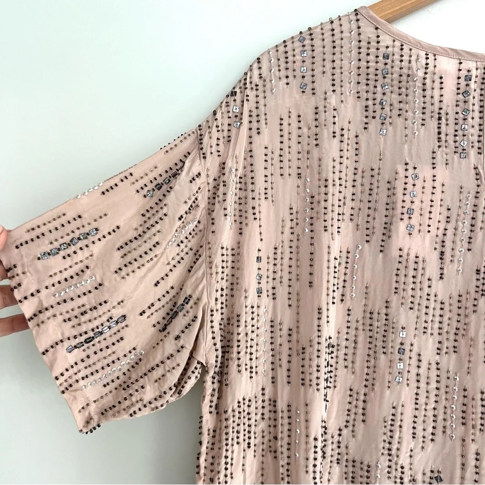 ANTHROPOLOGIE x Velvet Jonelle Beaded Sequins Viscose Boho Top Blouse Sz M NWT - Picture 9 of 14